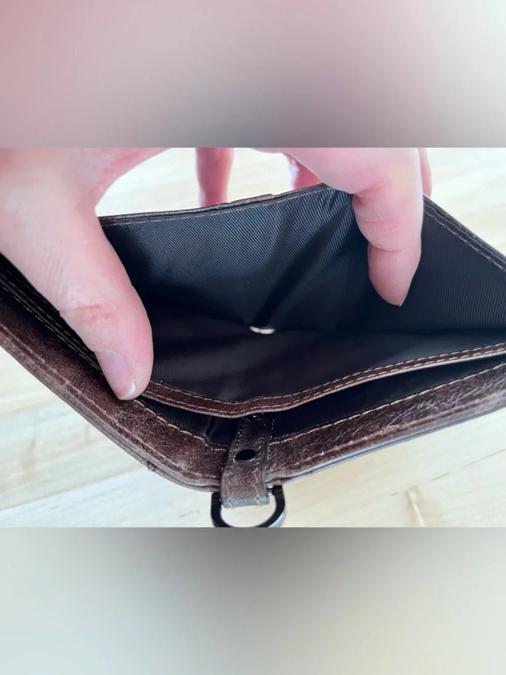 Pi uncle Embossed Brown Leather Zip Wallet